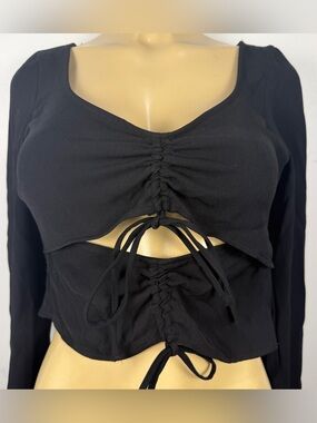 Zara Cutout Top Sz XS Whimsygoth Long Sleeves